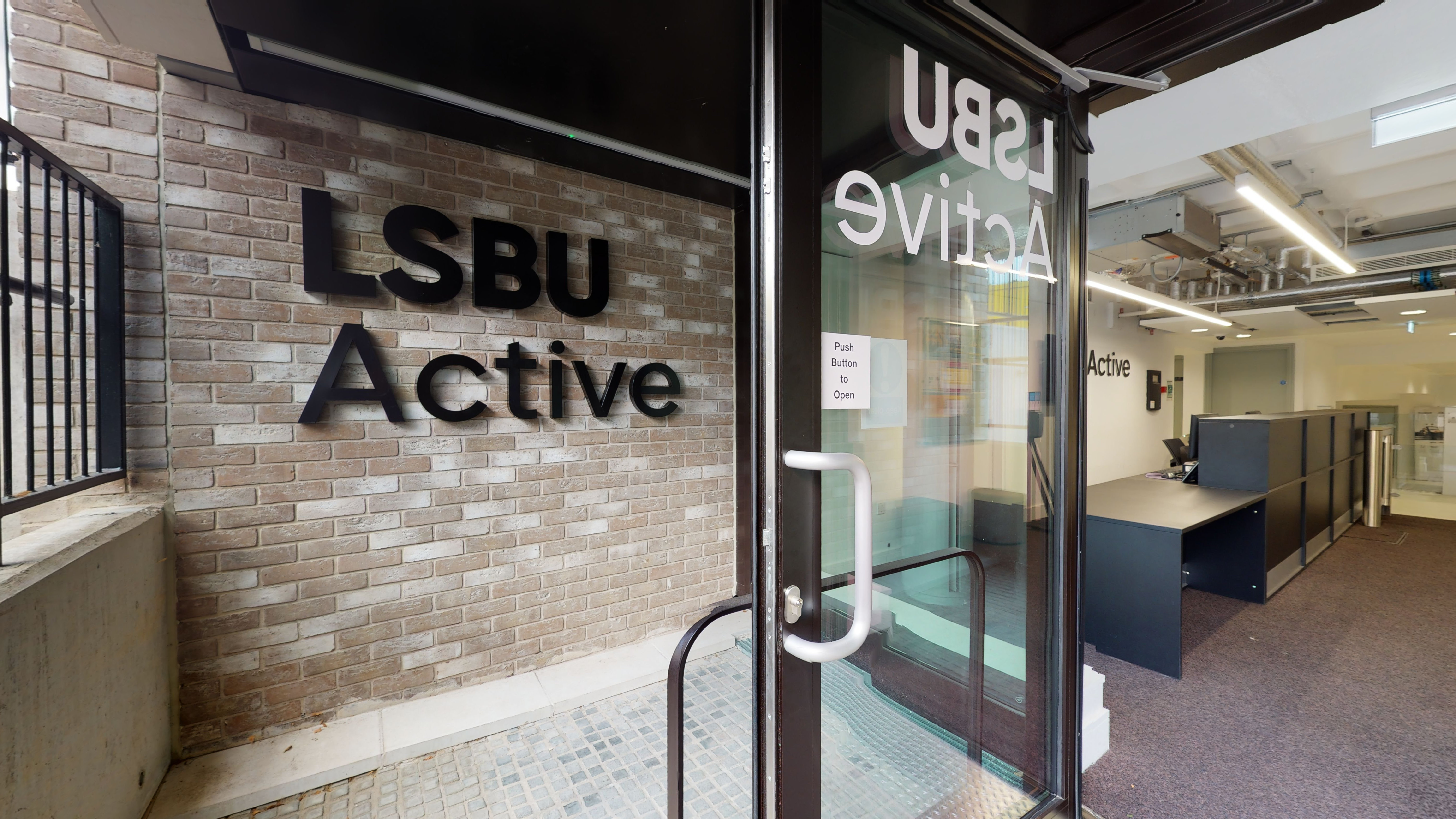 Open door in the entrance to LSBU Active 