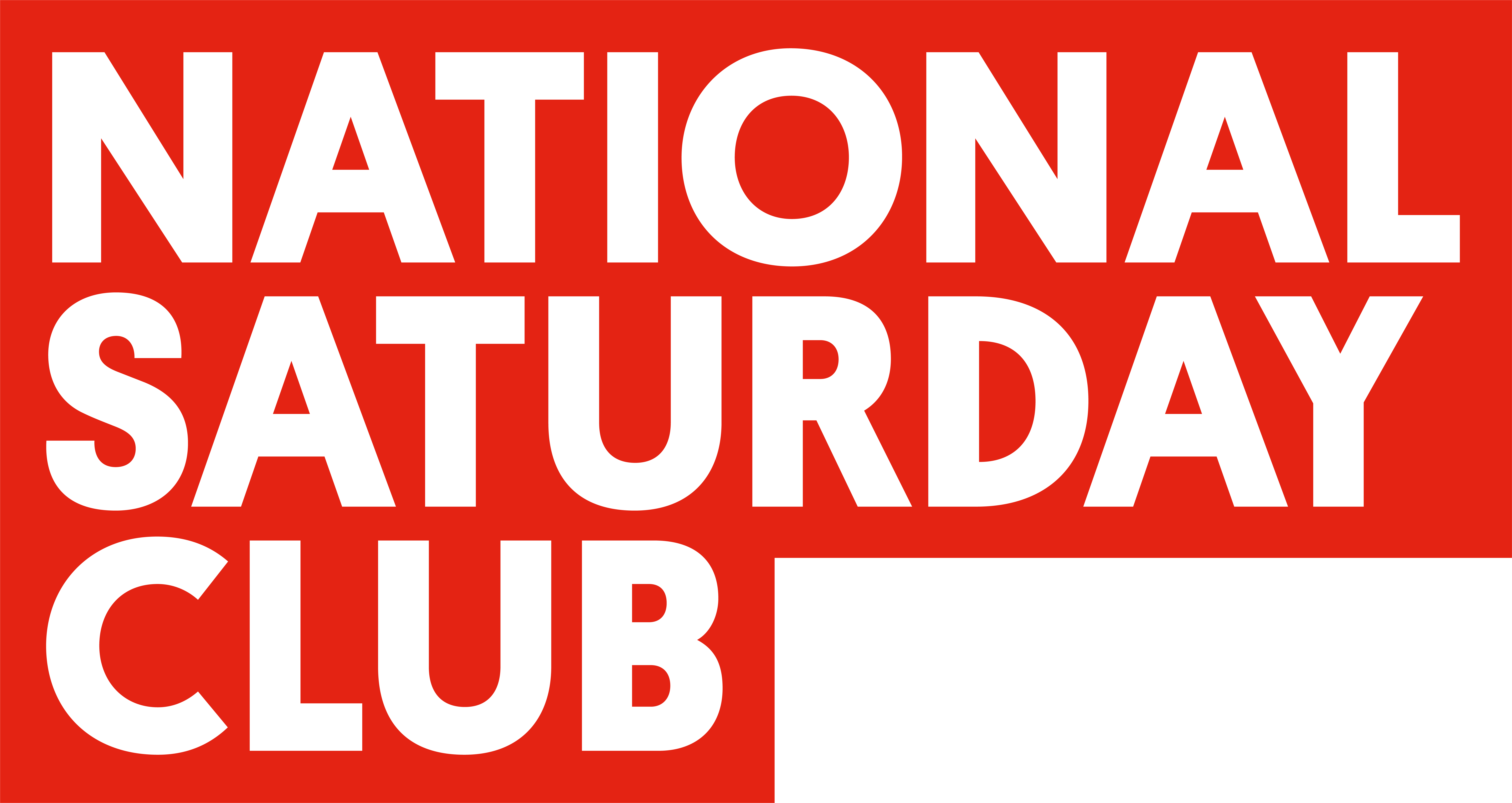 White text on red background reads National Saturday Club